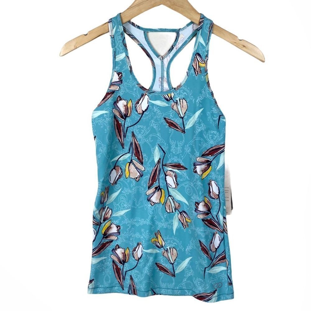 Calia Move Fitted Garden Gate Blue Floral Tank Top